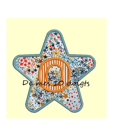Etoile Angles arrondis en appliqué - 6 tailles