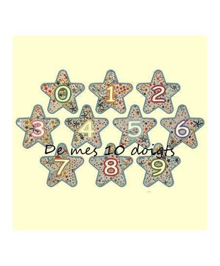 Etoile Angles arrondis en appliqué - 6 tailles
