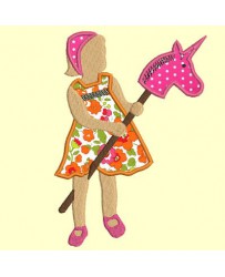 fillette et sa licorne silhouette - 3 tailles