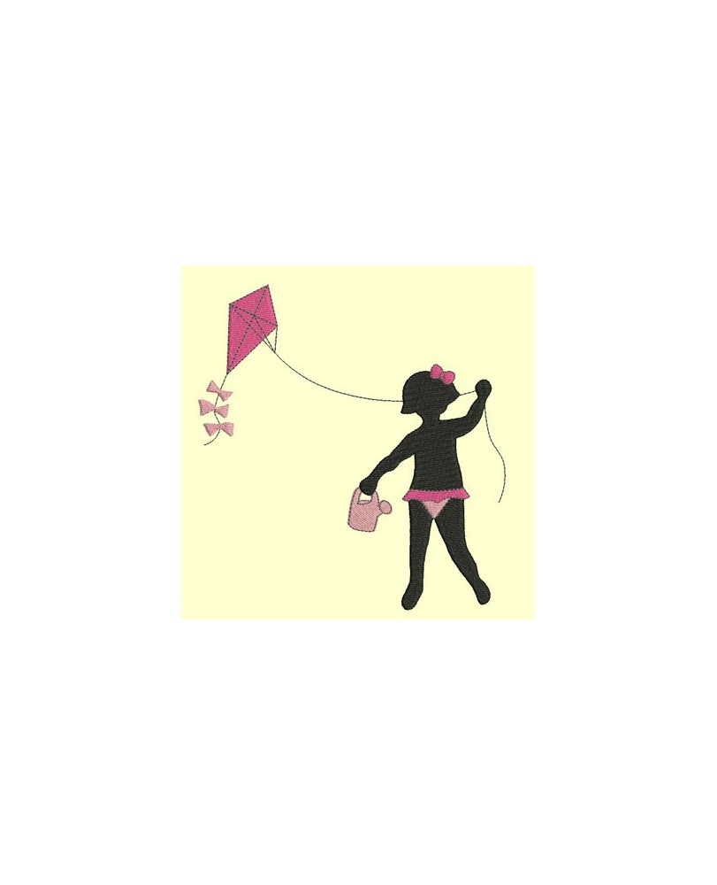 fillette et sa licorne silhouette - 3 tailles 