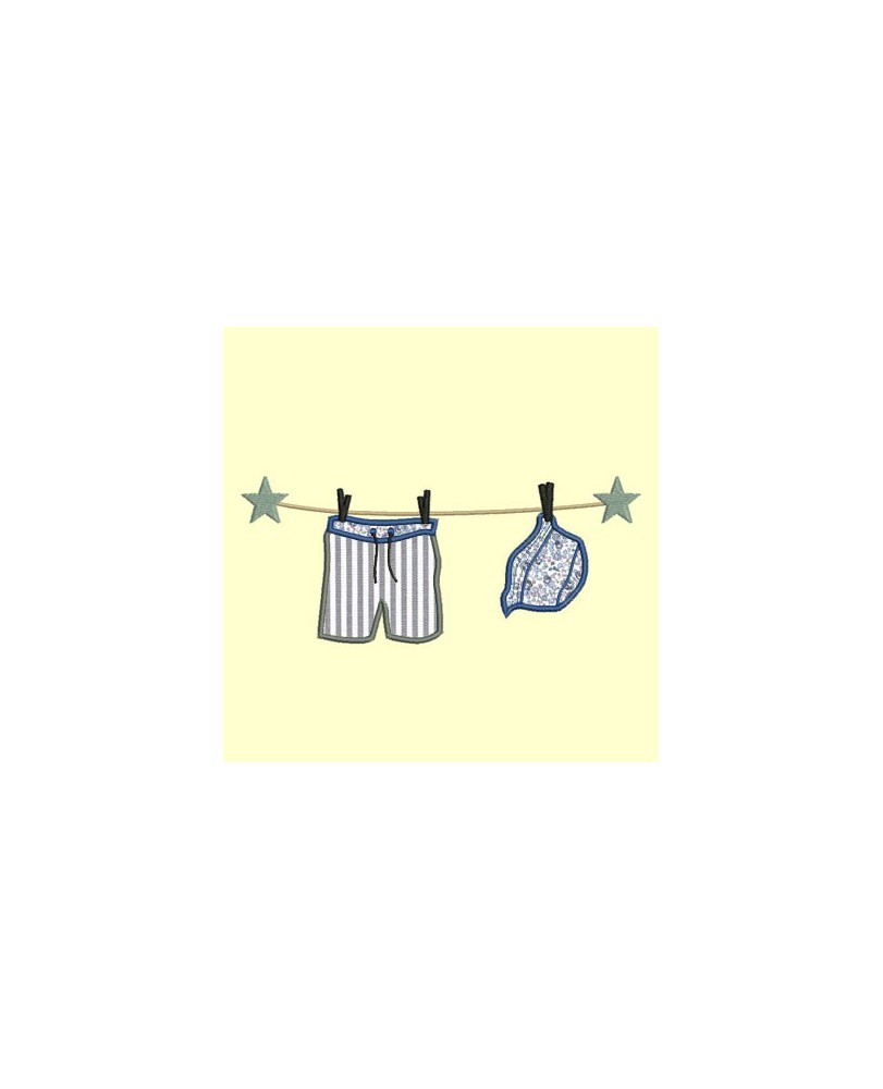 Corde à linge Maillot fillette et chapeau - 3 tailles
