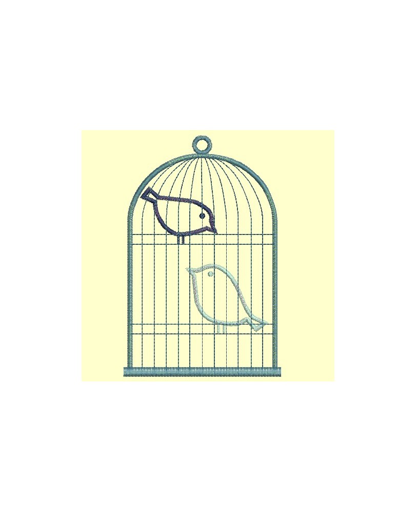 Cage à oiseaux Grande taille en appliqué - Appliqués