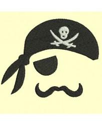 Pirate en silhouette foulard et moustache - 3 tailles
