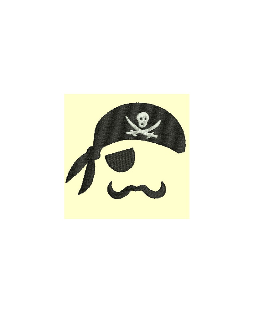 Pirate en silhouette foulard et moustache - 3 tailles