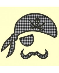 Pirate en appliqué foulard et moustache - 3 tailles