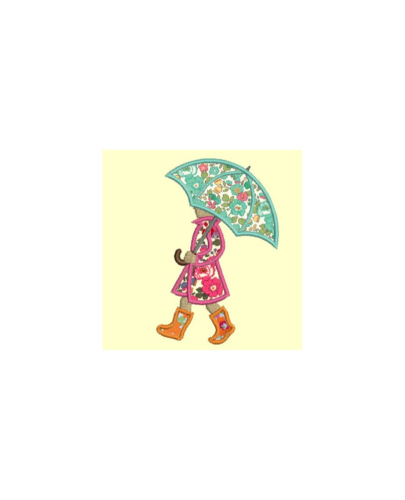Fille au parapluie en appliqué - 3 tailles