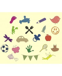 Série de 20 minis motifs de 4 à 5 cm de hauteur