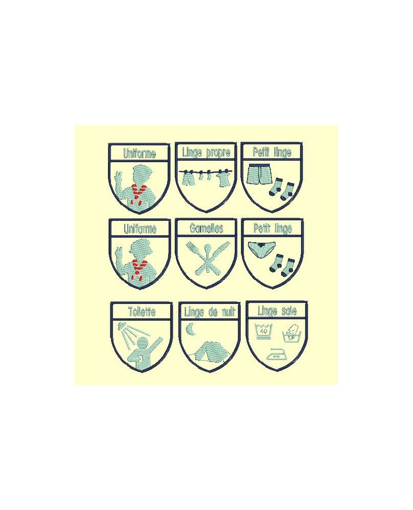 Ecussons pour des sacs de camps