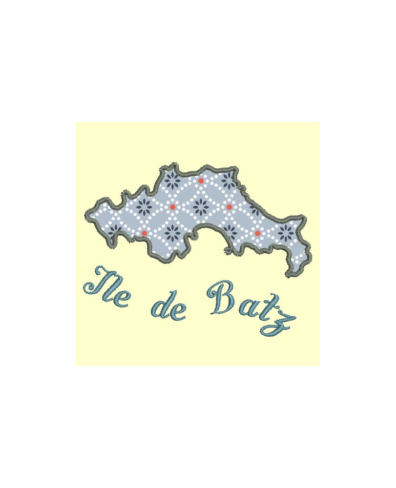 Carte de l'île de Batz en appliqué - 5 tailles