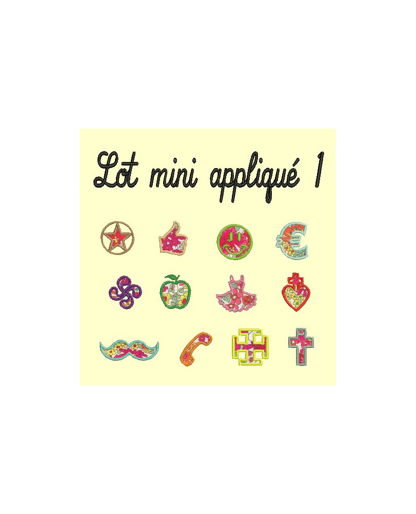 Série de 12 minis motifs en appliqué (4 cm max)