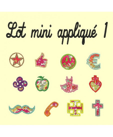 Série de 12 minis motifs en appliqué (4 cm max)