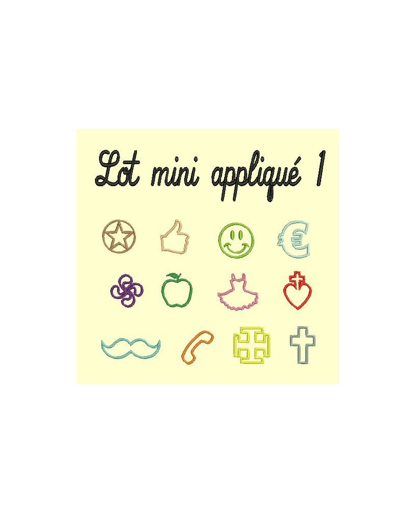 Série de 12 minis motifs en appliqué (4 cm max)