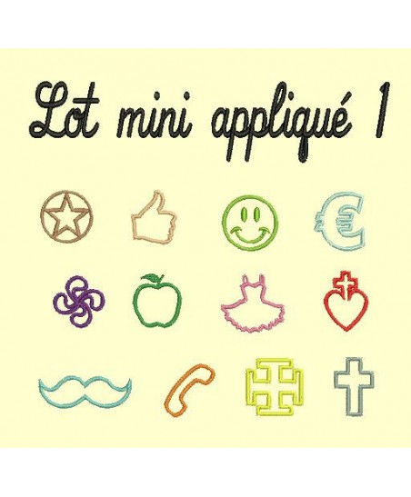 Série de 12 minis motifs en appliqué (4 cm max)