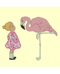 Fillette au flamant rose - 5 tailles