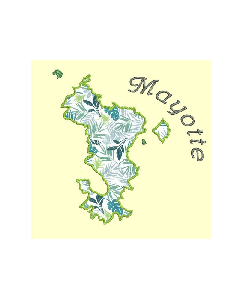 Carte de l'île de Mayotte en appliqué - 5 tailles