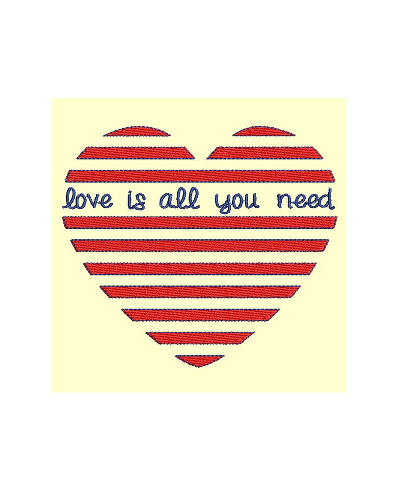 Coeur rayure Love is all you need - 4 tailles