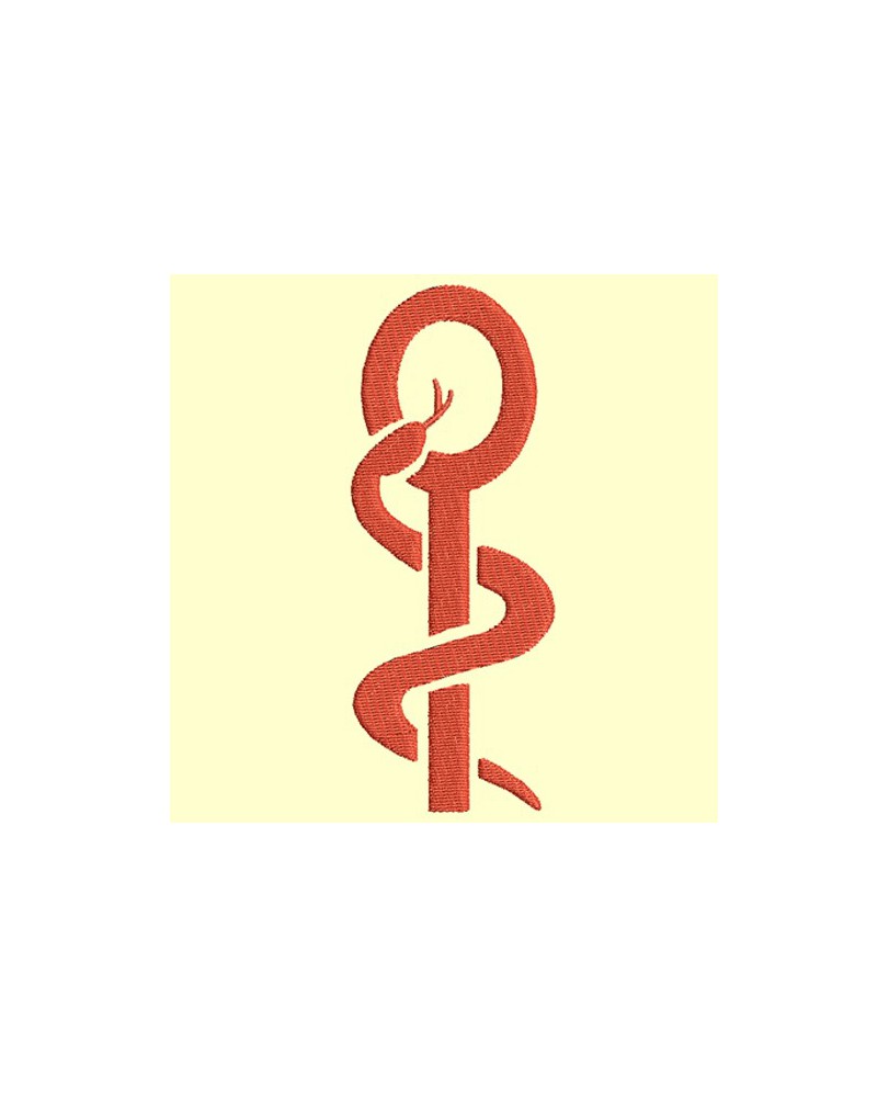 Caducée médecin - 6 tailles en broderie pleine et 3 tailles en appliqué