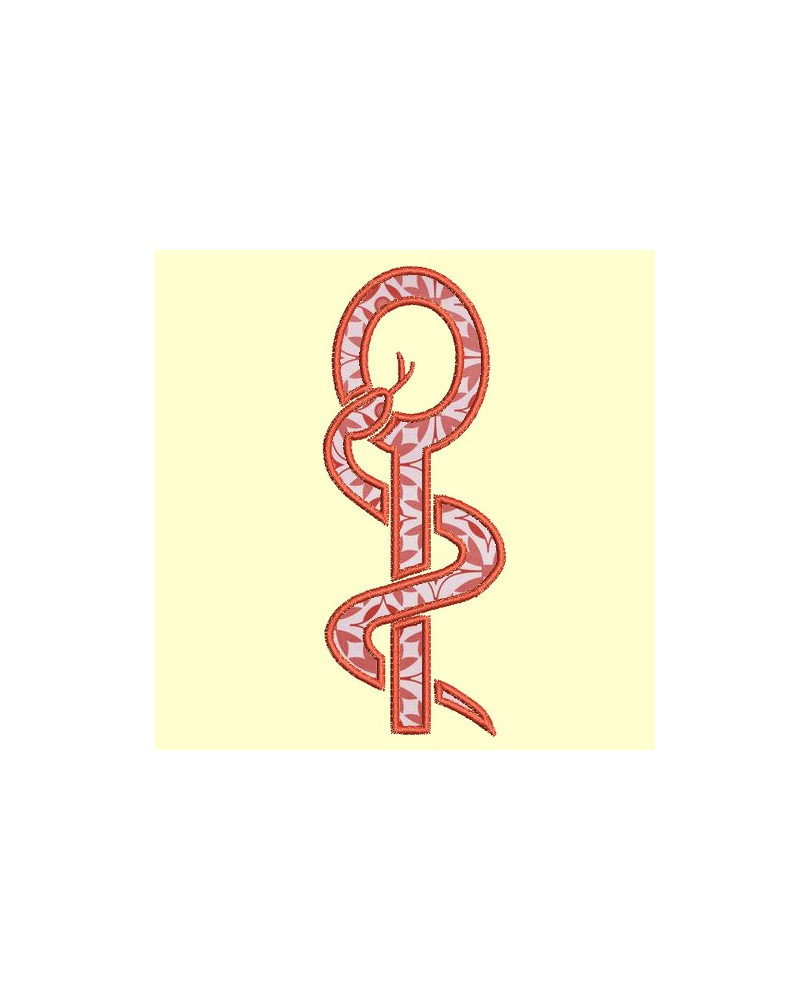 Caducée médecin - 6 tailles en broderie pleine et 3 tailles en appliqué