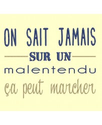 Phrase message "Sur un malentendu, ça peut marcher" - 6 tailles