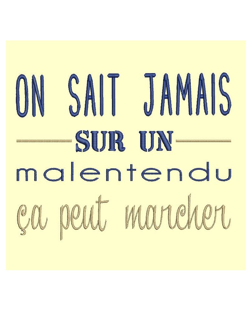 Phrase message "Sur un malentendu, ça peut marcher" - 6 tailles