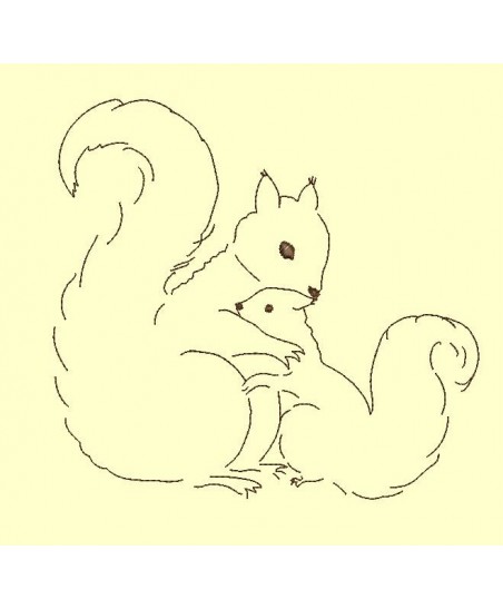 Ecureuil en redwork - 4 tailles