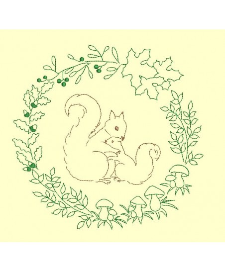 Ecureuil en redwork - 4 tailles