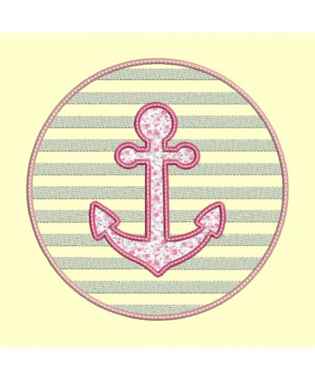Ancre en appliqué sur fond de rayures - 5 tailles