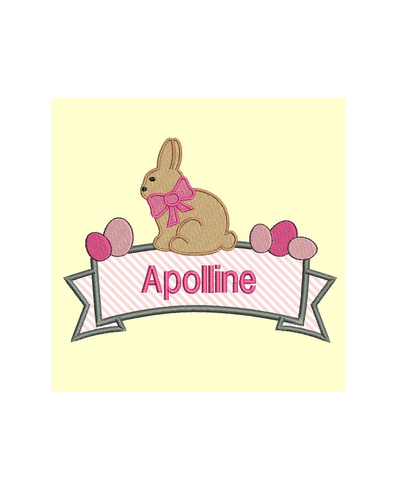 Motif de Pâques à personnaliser dans une banderole avec un lapin et des oeufs - 4 tailles