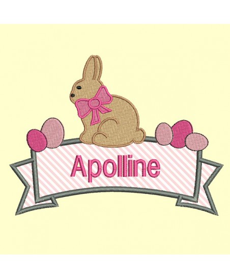 Motif de Pâques à personnaliser dans une banderole avec un lapin et des oeufs - 4 tailles