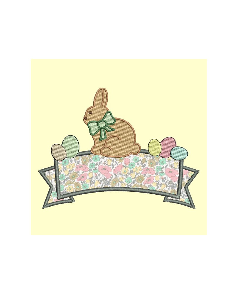 Motif de Pâques à personnaliser dans une banderole avec un lapin et des oeufs - 4 tailles