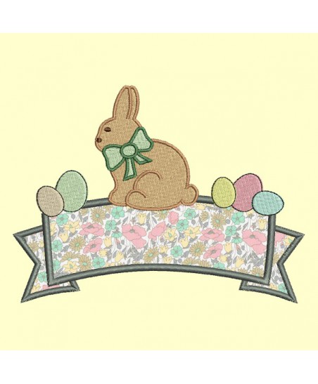 Motif de Pâques à personnaliser dans une banderole avec un lapin et des oeufs - 4 tailles