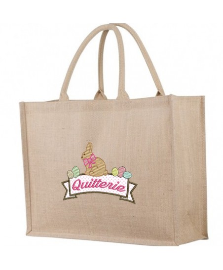 Motif de Pâques à personnaliser dans une banderole avec un lapin et des oeufs - 4 tailles