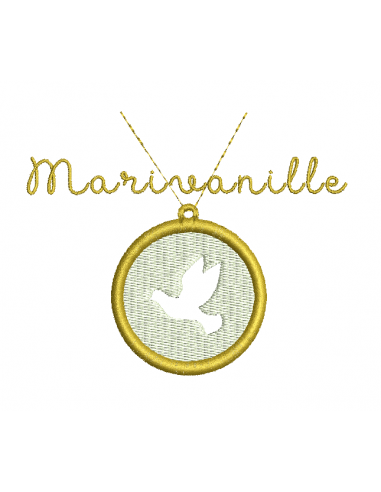 Médaille nacre avec colombe (tissée...