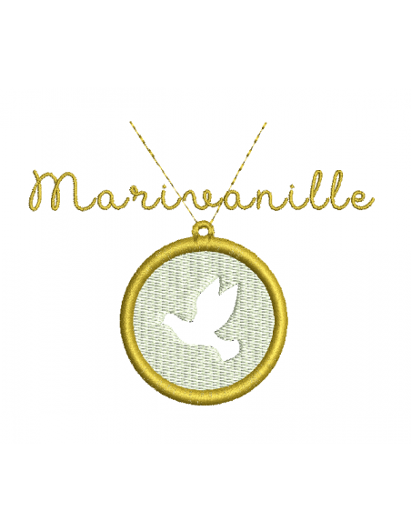 Médaille nacre avec colombe (tissée ou appliqué)