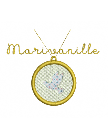 Médaille nacre avec colombe (tissée...