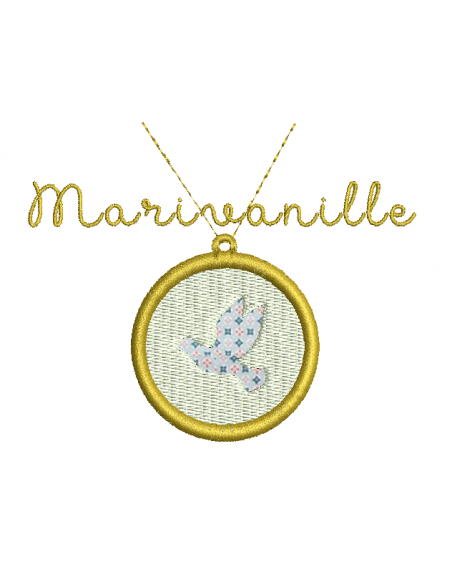Médaille nacre avec colombe (tissée ou appliqué)
