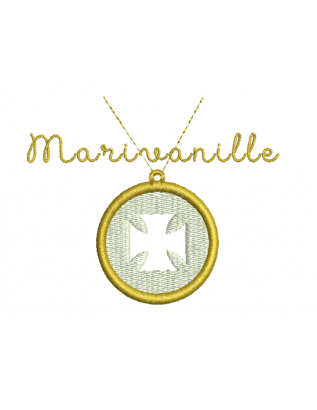 Médaille nacre avec croix (tissée ou appliqué)