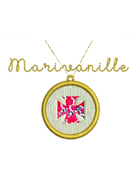 Médaille nacre avec croix (tissée ou appliqué)