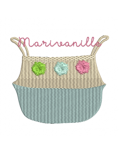 Panier en jonc de mer 3 pompons