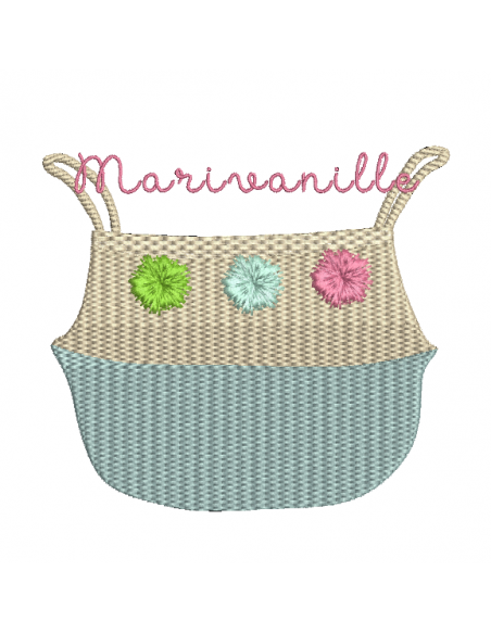 Panier en jonc de mer 3 pompons