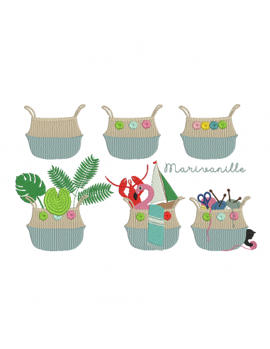 Panier en jonc de mer 4 pompons
