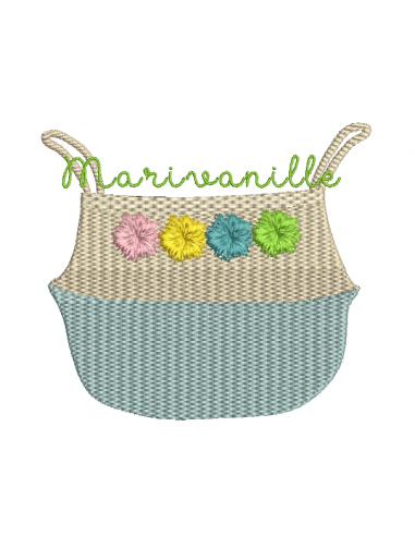 Panier en jonc de mer 4 pompons