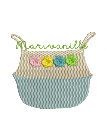 Panier en jonc de mer 4 pompons