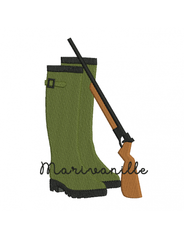 Bottes de chasse et fusil