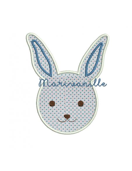 Tête de lapin en appliqué, 3 tailles