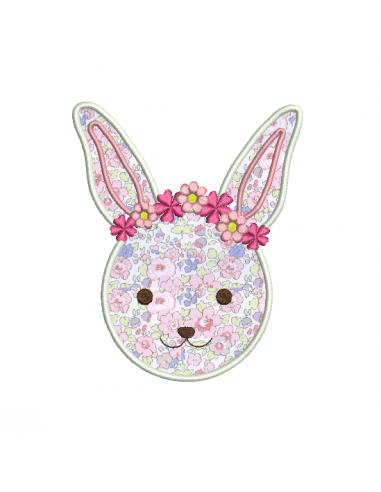 Tête de lapine en appliqué, 3 tailles