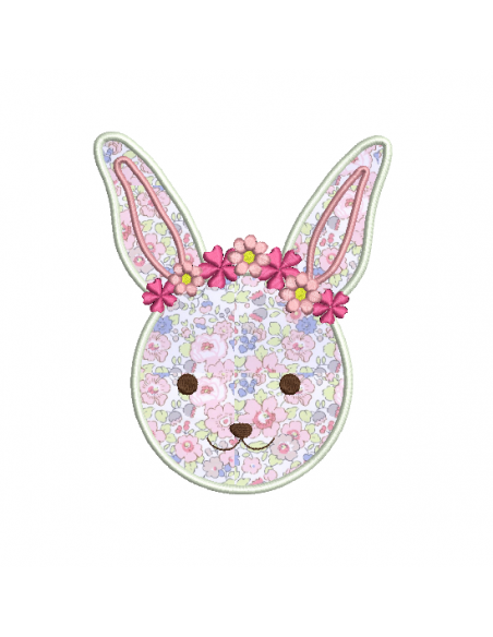 Tête de lapine en appliqué, 3 tailles