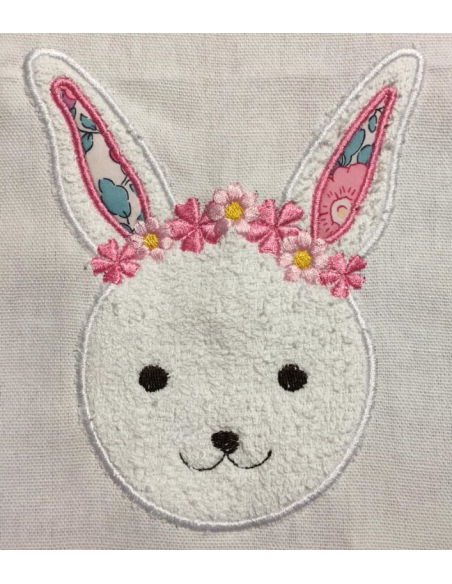 Tête de lapine en appliqué, 3 tailles