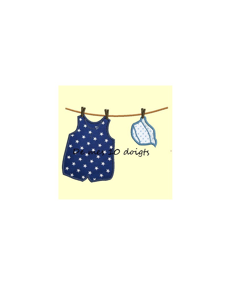 Corde à linge Barboteuse et Chapeau de soleil- 13x10 cm