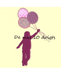 Fillette aux ballons - 8x14cm